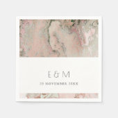 CLASSY PINK DUSKY ROSE GOLD AGATE MONOGRAM WEDD SERVIETTE (Vorderseite)