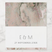 CLASSY PINK DUSKY ROSE GOLD AGATE MONOGRAM WEDD WEINETIKETT (Einzelnes Label)
