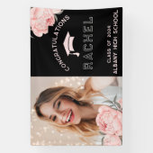 Classy Pink Floral Graduate Party Banner (Vertikal)