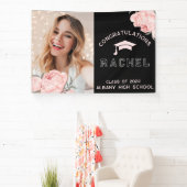 Classy Pink Floral Graduate Party Banner (InSitu)