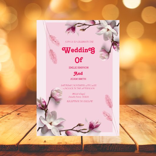 CLASSY PINK FLORAL WEDD EINLADUNG