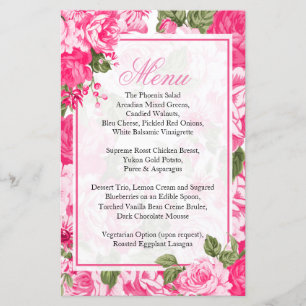 Classy Pink Floral Wedding - Menü