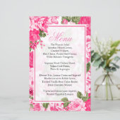 Classy Pink Floral Wedding - Menü (Stehend Vorderseite)