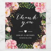 Classy Pink Floral Wrapping Wedding Vielen Dank Weinetikett (Einzelnes Label)