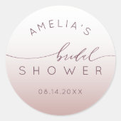 Classy Pink Gradient Bridal Shower Runder Aufkleber (Vorderseite)