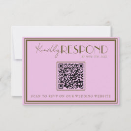 Classy Pink Grassland Old Money QR Code Wedding RSVP Karte