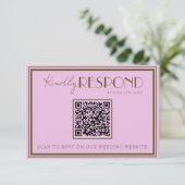Classy Pink Grassland Old Money QR Code Wedding RSVP Karte (Stehend Vorderseite)