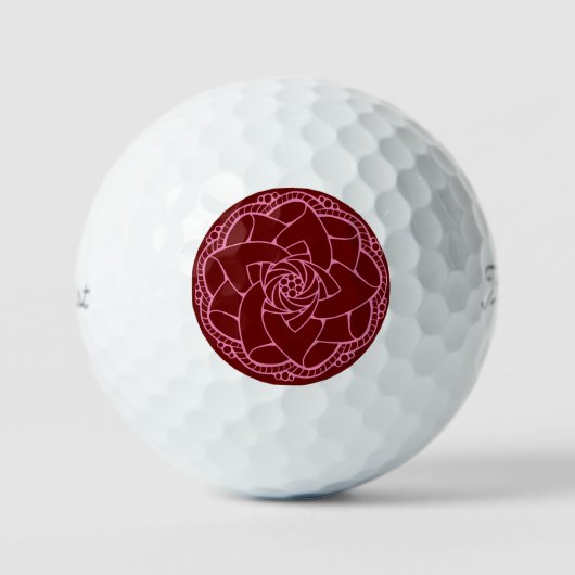 Classy Pink & Red Mandala Golfball (Vorderseite)