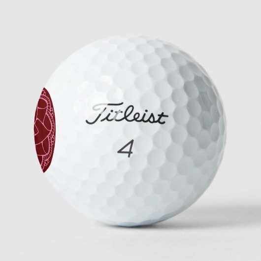 Classy Pink & Red Mandala Golfball (Logo)