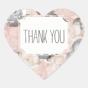 Classy Pink und Black Rose Vielen Dank Herz-Aufkleber