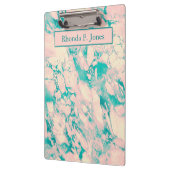 Classy Pink und Blauer Marmor Klemmbrett (Links)