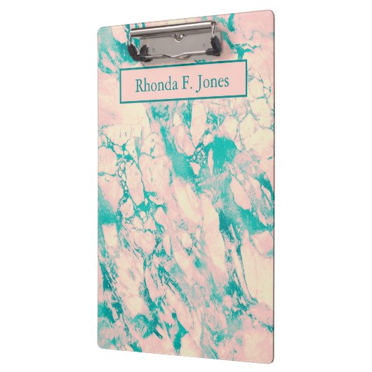 Classy Pink und Blauer Marmor Klemmbrett (Links)
