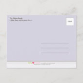 Classy Pinstripe Lilac Kinderankündigung Postkarte (Rückseite)