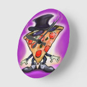 Classy Pizza Runde Wanduhr (Winkel)