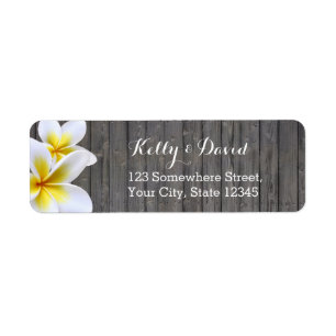 Classy Plumeria Blume Holz Rücksendeadressen-Aufkl