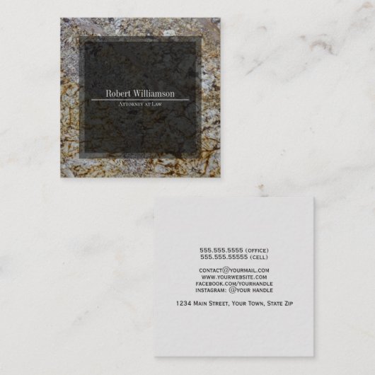 Classy Polished Stone Grau, Rust & Taupe Square Quadratische Visitenkarte (Vorne/Hinten)