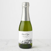 Classy Portland Gastgeschenk Hochzeit Custom Mini Schaumweinetikett (Vorderseite)