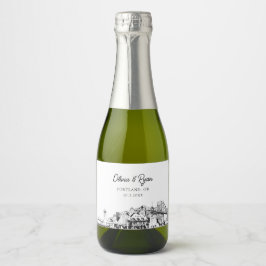 Classy Portland Gastgeschenk Hochzeit Custom Mini Schaumweinetikett