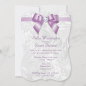 Classy Posh Diamond Bow & Damask Geburtstag Einladung (Vorderseite)