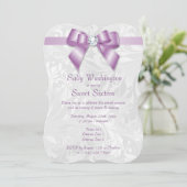 Classy Posh Diamond Bow & Damask Geburtstag Einladung (Stehend Vorderseite)