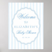Classy Preppy Stripes Wavy Frame Coast Baby Shower Poster (Vorne)