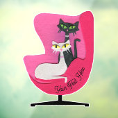 Classy Pretty Atomic Cats in Bright Pink Chair Fensteraufkleber (Blatt 3)