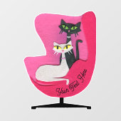 Classy Pretty Atomic Cats in Bright Pink Chair Fensteraufkleber (Blatt)