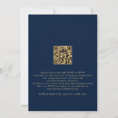 Classy QR Code Gold Navy Einladung zur Hochzeit (Rückseite)