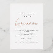 Classy Quinceanera Birthday Party Script Real Foil Folieneinladung (Vorderseite)