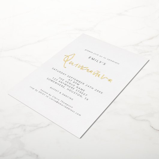 Classy Quinceanera Modernes Skript Real Fox Invita Folieneinladung (Gedreht)