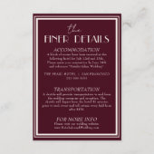 Classy Raspberry Ivory Old Money Wedding Details Begleitkarte (Vorderseite)