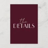 Classy Raspberry Ivory Old Money Wedding Details Begleitkarte (Rückseite)