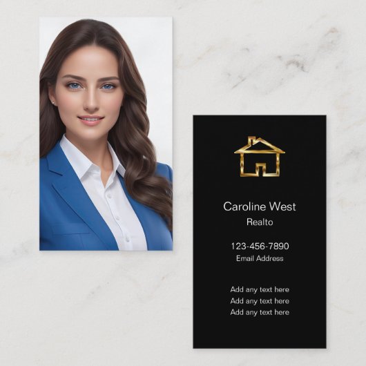 Classy Realtor Portrait Silk Style Business Cards Visitenkarte (Vorne/Hinten)