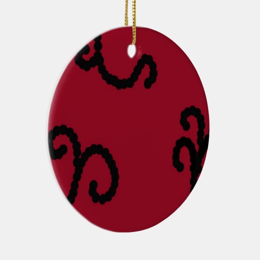 Classy Red and Black Beaded Swirl Keramik Ornament (Rechts)