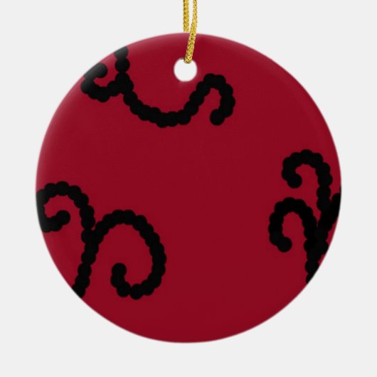 Classy Red and Black Beaded Swirl Keramik Ornament (Vorne)
