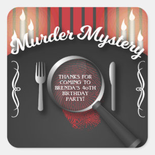 Classy Red and Black Murder Mystery Dinner Quadratischer Aufkleber