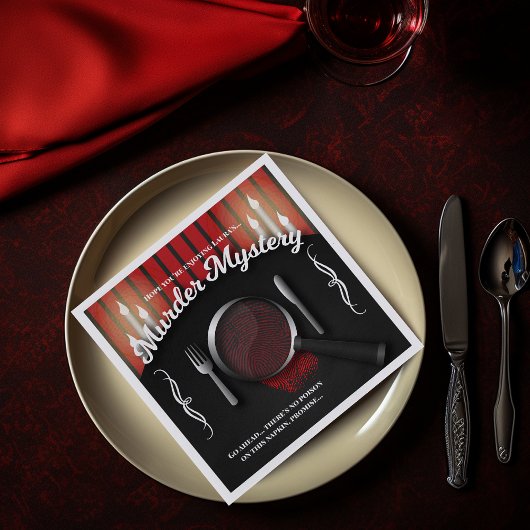 Classy Red and Black Murder Mystery Dinner Serviette
