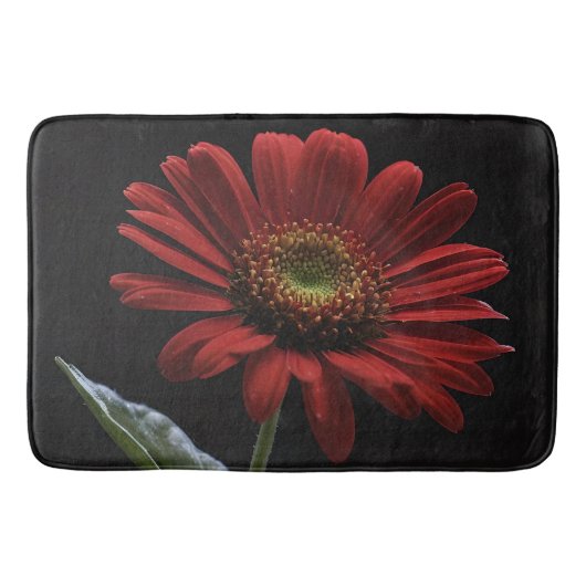 Classy Red Daisy auf schwarz, Badematte (Vorderseite)