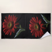 Classy Red Daisy auf schwarz, Strandtuch (Vorderseite)