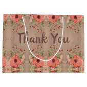 Classy Red Floral Vielen Dank für Ihr Geschenk Bag Große Geschenktüte (Rückseite)