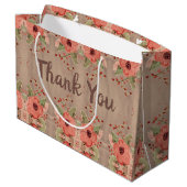 Classy Red Floral Vielen Dank für Ihr Geschenk Bag Große Geschenktüte (Rückseite Schrägansicht)