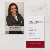 Classy Red Foto Real Anwesen Geschäftskarten Visitenkarte (Vorne/Hinten)