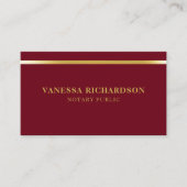Classy Red & Gold Luxury Beruflich Notary Visitenkarte (Vorderseite)