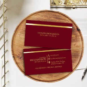 Classy Red & Gold Luxury Professional Notary Visitenkarte