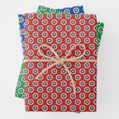 Classy Red Green Blue & Schwarz-weiß Dot Pattern Geschenkpapier Set (Beispiel)