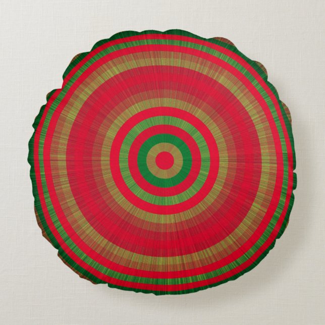 Classy Red Green Gold Dot Pattern Rundes Kissen (Vorderseite)