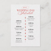 Classy Red Hearts Wedding Day Schedule Timeline  Begleitkarte (Vorderseite)