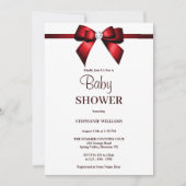 Classy Red Jewel Bow Baby Dusche Einladung (Vorderseite)