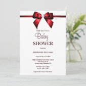 Classy Red Jewel Bow Baby Dusche Einladung (Stehend Vorderseite)