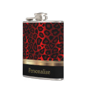 Classy Red Leopard Animal Print Flachmann (Links)